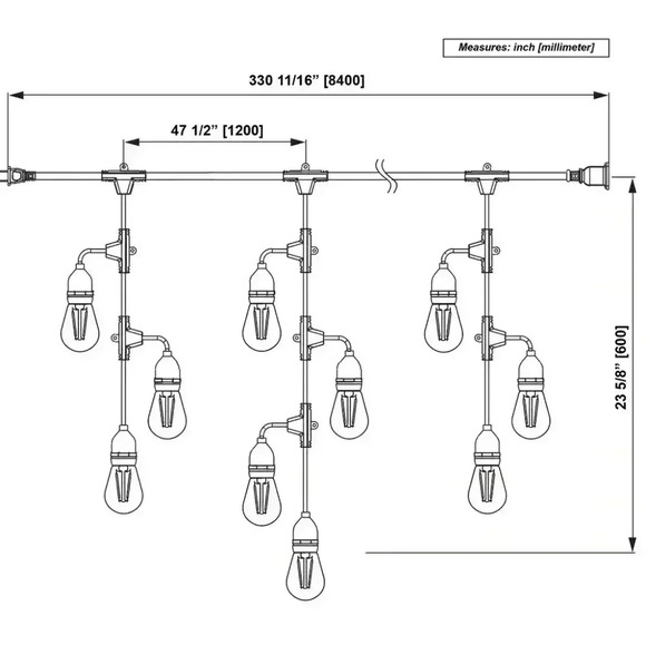 Feit Electric 12ft LED Outdoor Fence String Lights, 10 Sockets, 12pc. E26 Base - Picture 6 of 7